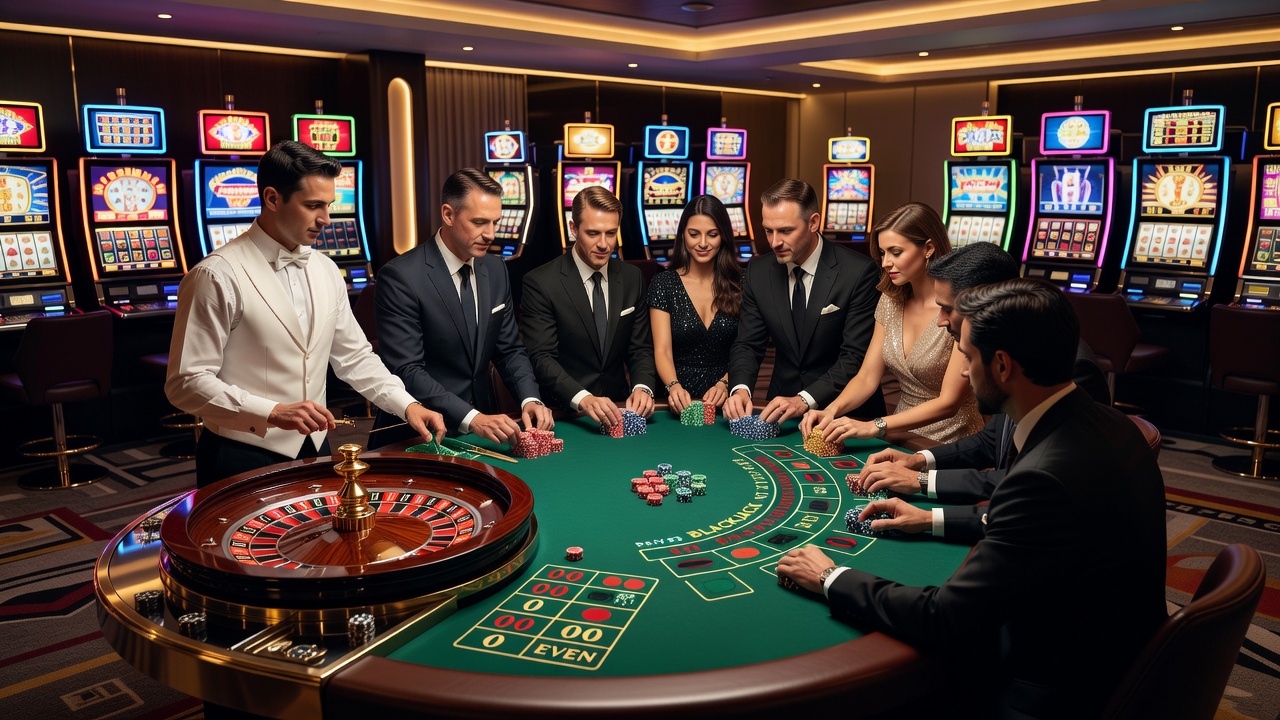Live-Dealer-Tisch mit Roulette-Rad und interaktiven Spieloberflächen