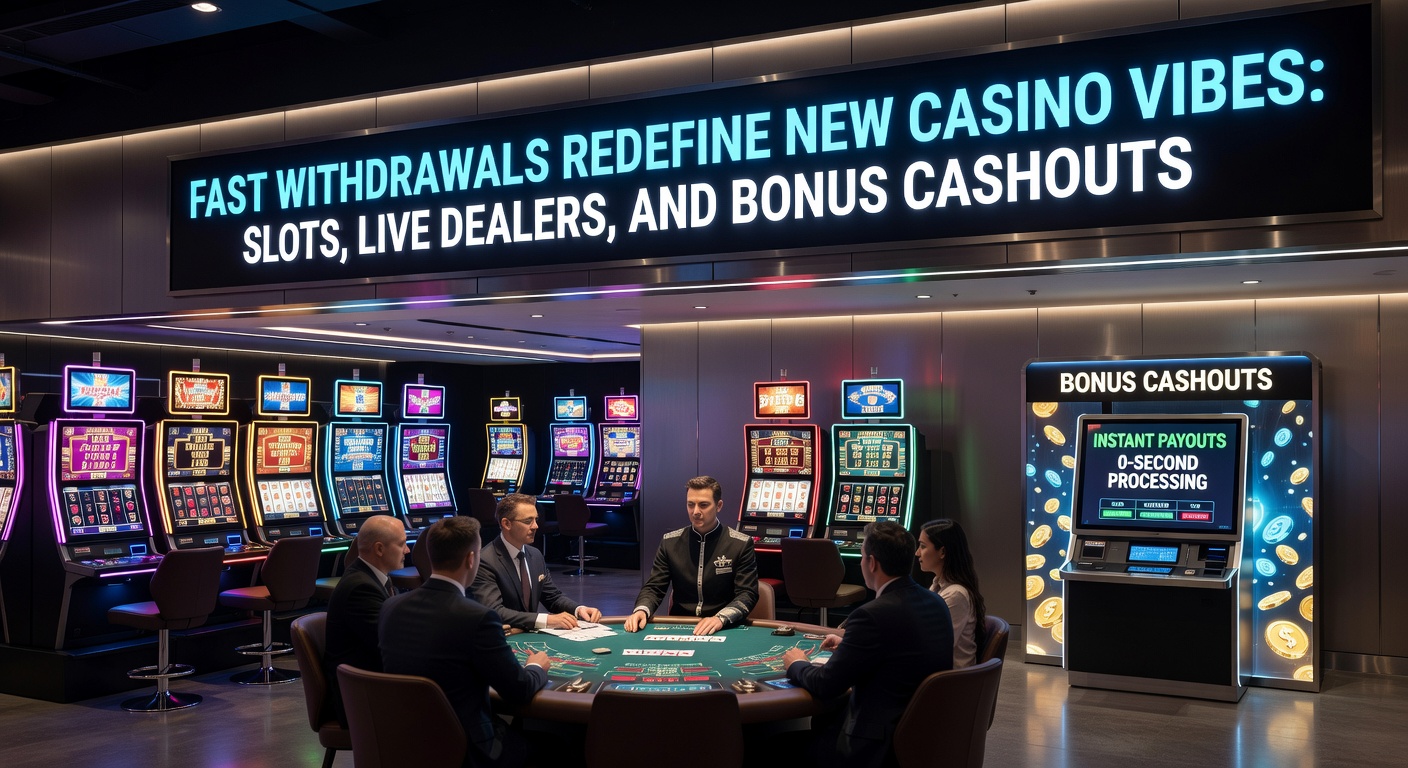 Moderne Casino-Schnittstelle mit Blitz-Auszahlungsoptionen und Slots im Hintergrund