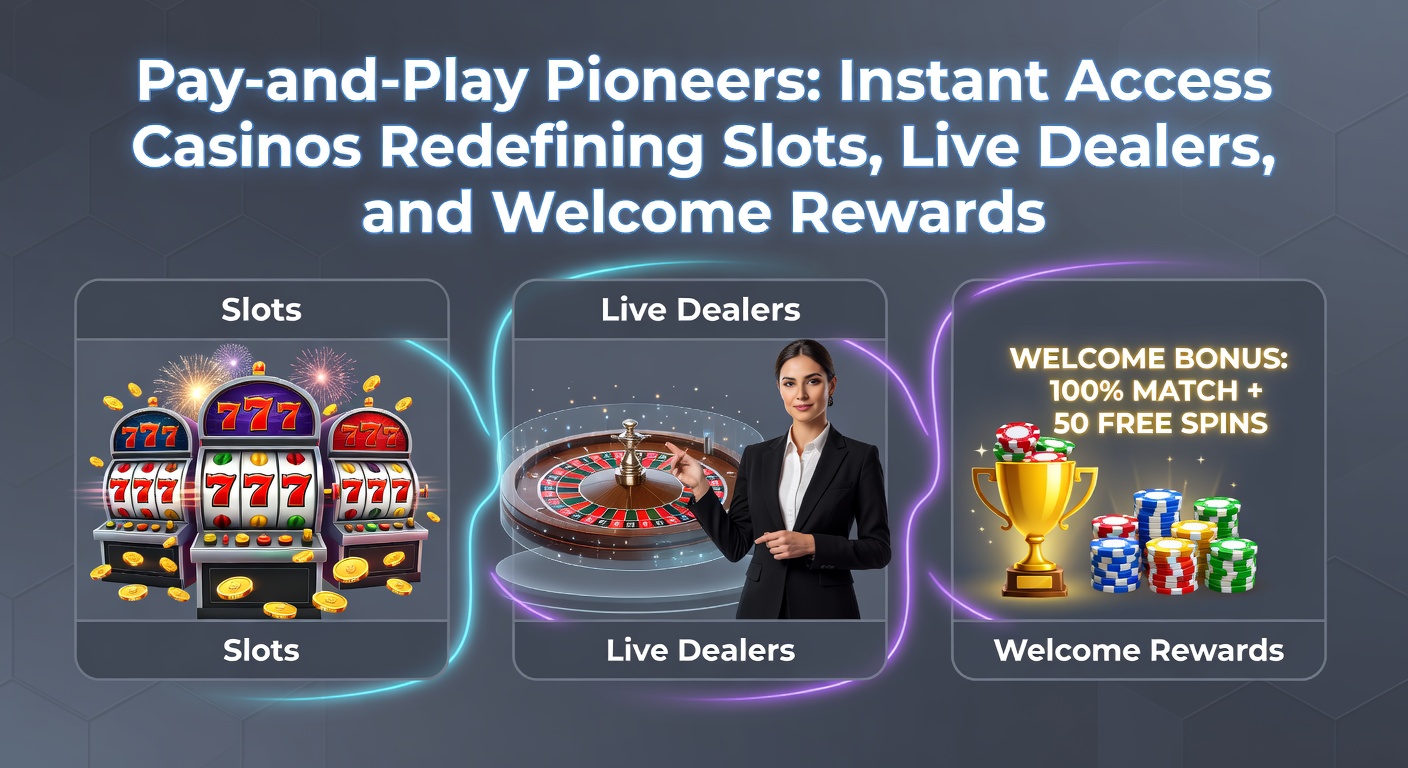 Moderne Casino-Schnittstelle mit Pay-and-Play-Login und Slots im Vordergrund