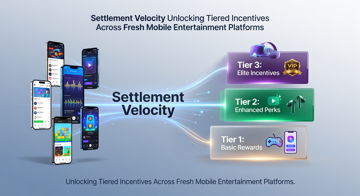 Illustration der Settlement-Prozesse in mobilen Entertainment-Plattformen mit Fokus auf Transaktionsgeschwindigkeit und gestaffelte Belohnungen